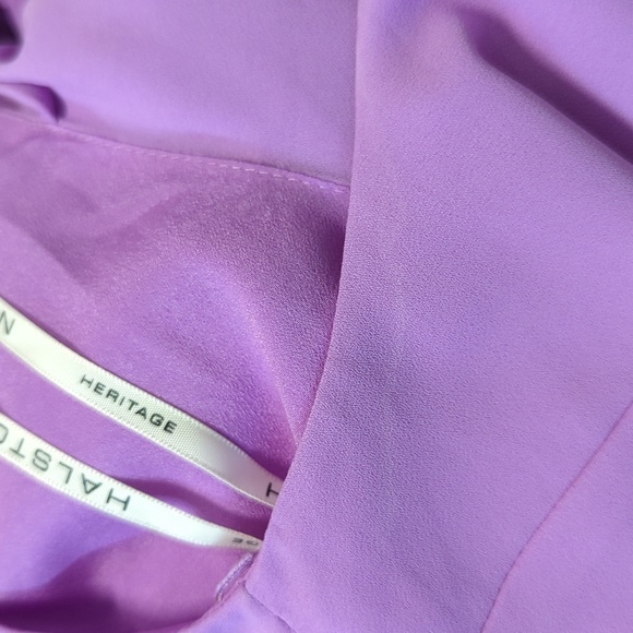 Halston Heritage Drape Back Tulip Split Sleeve Chiffon Dress Purple 6 party - Picture 13 of 13